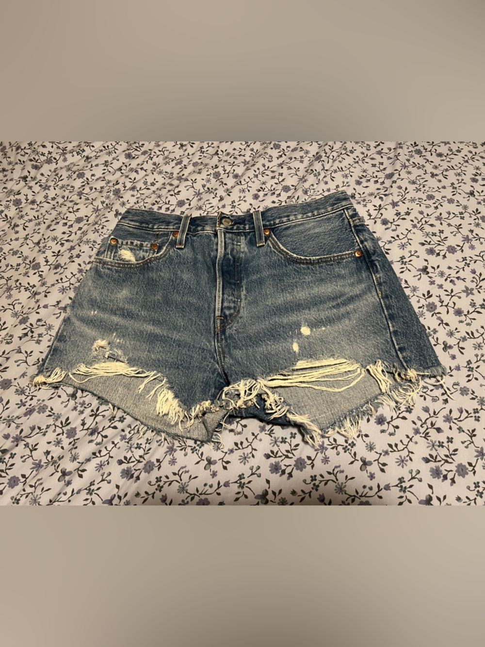 Levi's Distressed Light Blue Denim Cutoff Shorts Vintage